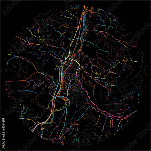 Colorful Map of SanktJohannimPongau, Salzburg with all major and minor roads.