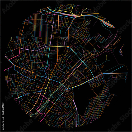 Colorful Map of Ganja with all major and minor roads.