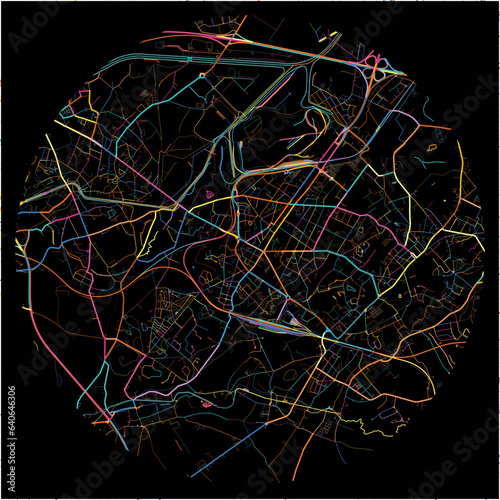 Colorful Map of LaLouviere, Hainaut with all major and minor roads.