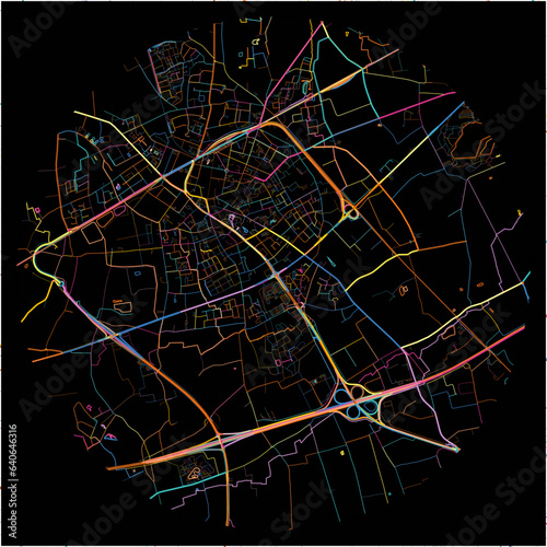 Colorful Map of Sint-Niklaas, East Flanders with all major and minor roads.