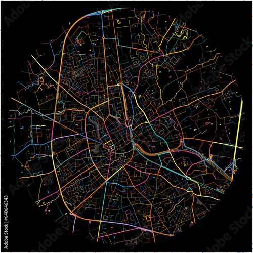 Colorful Map of Roeselare, West Flanders with all major and minor roads.