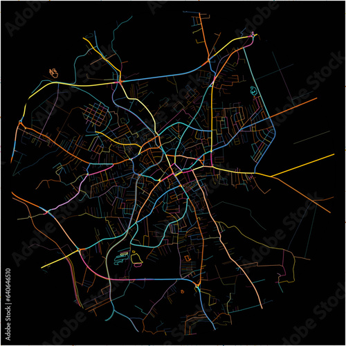Colorful Map of Bijeljina, Republika Srpska with all major and minor roads.