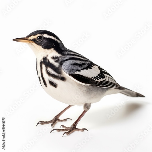 Blackpoll warbler bird isolated on white.