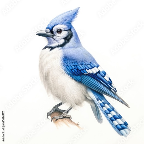 Blue jay bird isolated on white.
