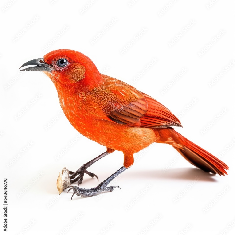 Hepatic tanager bird isolated on white. Hepatic tanager bird isolated on white.