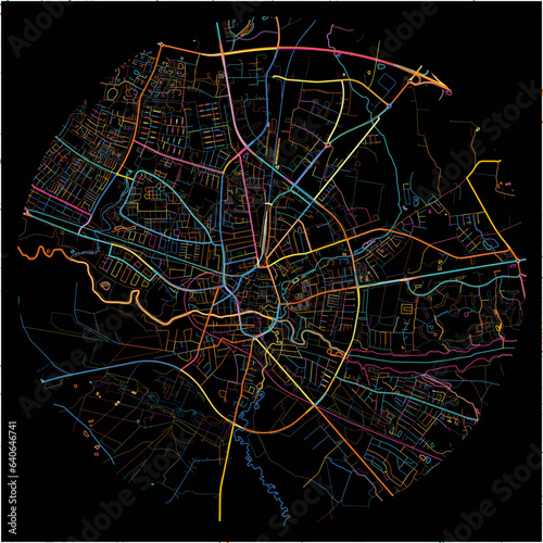 Colorful Map of Holstebro with all major and minor roads.