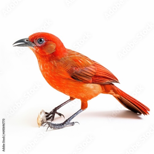Hepatic tanager bird isolated on white.
