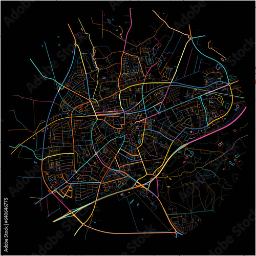 Colorful Map of Slagelse with all major and minor roads.
