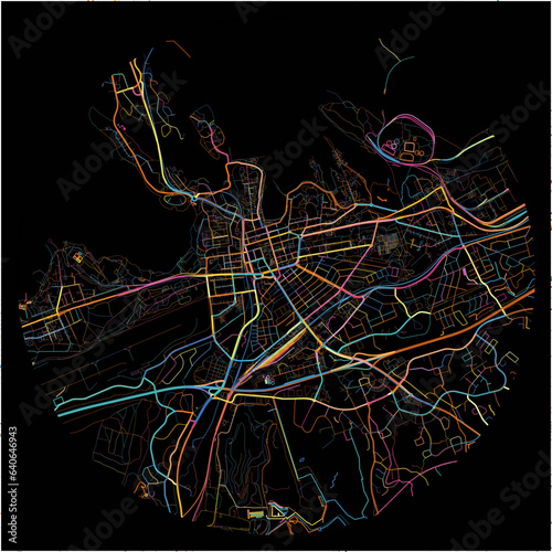 Colorful Map of Lappeenranta with all major and minor roads.
