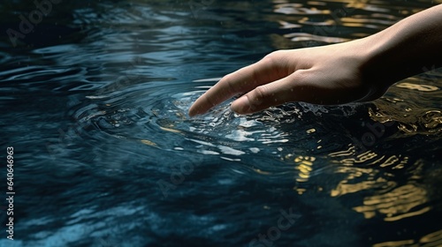 image of human hand reaching for water in mountain stream