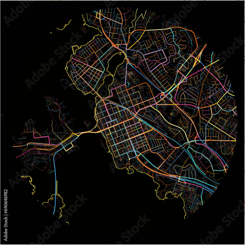 Colorful Map of Vaasa with all major and minor roads.