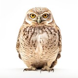 Burrowing owl bird isolated on white.