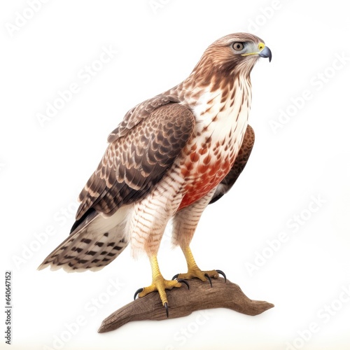 Broad-winged hawk bird isolated on white.