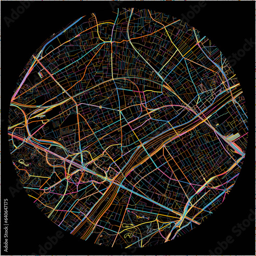 Colorful Map of Courbevoie, Hauts-de-Seine with all major and minor roads.