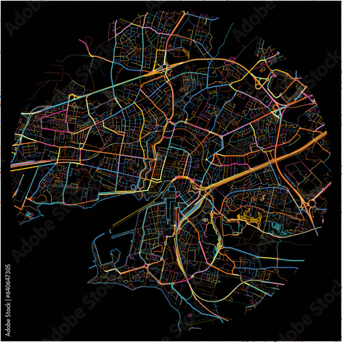 Colorful Map of LaRochelle, Charente-Maritime with all major and minor roads.