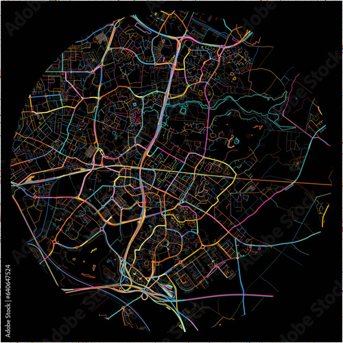 Colorful Map of Villeneuve-dAscq, Nord with all major and minor roads.