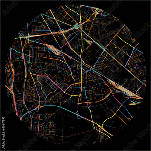 Colorful Map of Venissieux, Rhône with all major and minor roads.