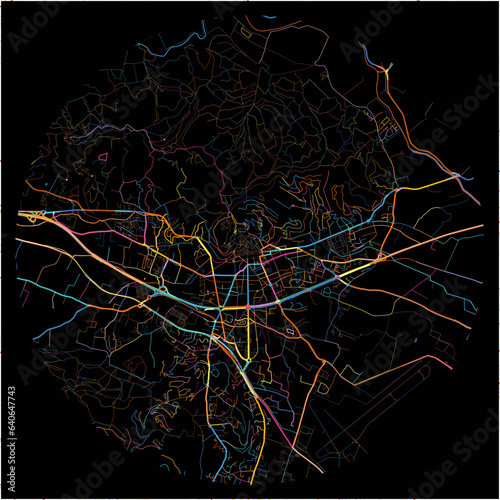 Colorful Map of Hyeres, Var with all major and minor roads.