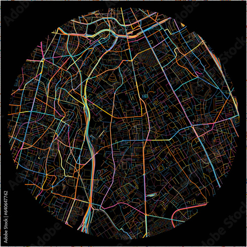 Colorful Map of Villejuif, Val-de-Marne with all major and minor roads. photo