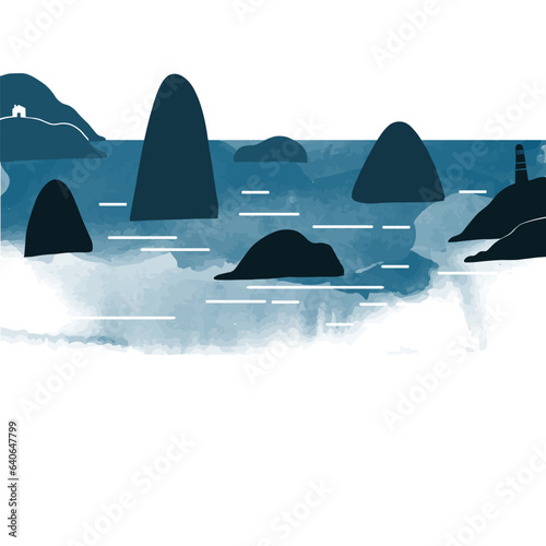 Vector landscape scenary with lake