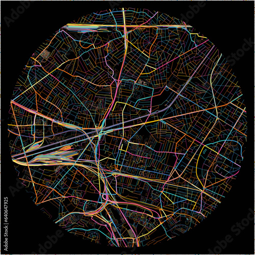 Colorful Map of Bondy, Seine-Saint-Denis with all major and minor roads.