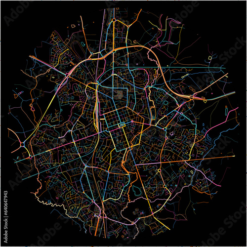 Colorful Map of LaRoche-sur-Yon, Vendée with all major and minor roads.