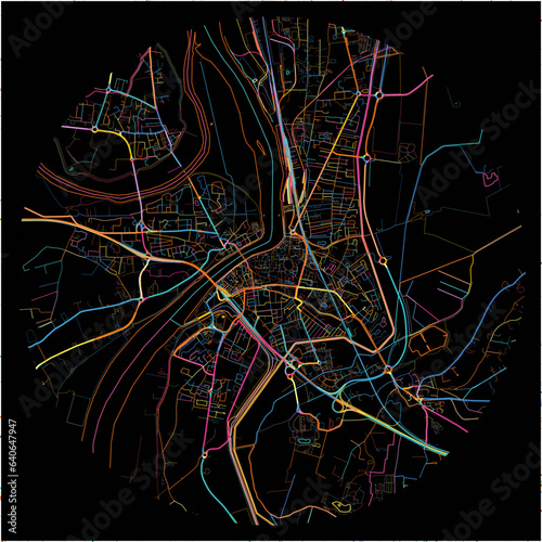 Colorful Map of Arles, Bouches-du-Rhône with all major and minor roads.