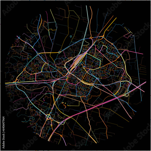 Colorful Map of Narbonne, Aude with all major and minor roads.