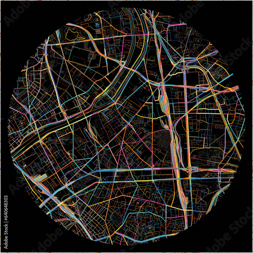 Colorful Map of Saint-Ouen, Seine-Saint-Denis with all major and minor roads.