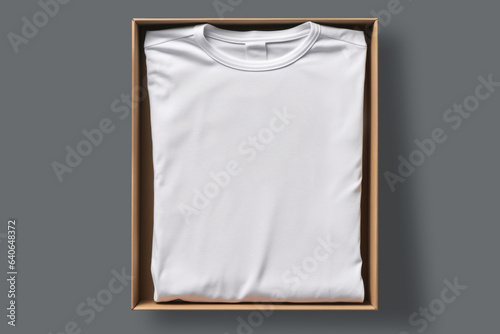 Folded white t-shirt In the box.