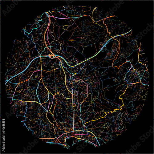 Colorful Map of LeCannet, Alpes-Maritimes with all major and minor roads.