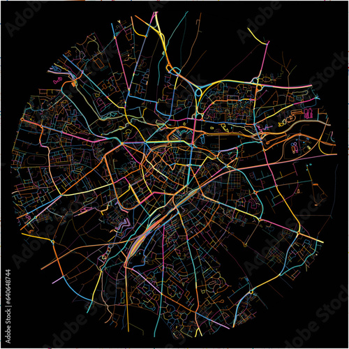 Colorful Map of Arras, Pas-de-Calais with all major and minor roads.