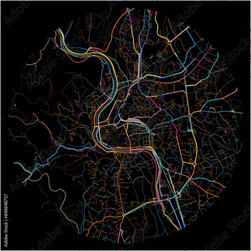 Colorful Map of Ales, Gard with all major and minor roads.