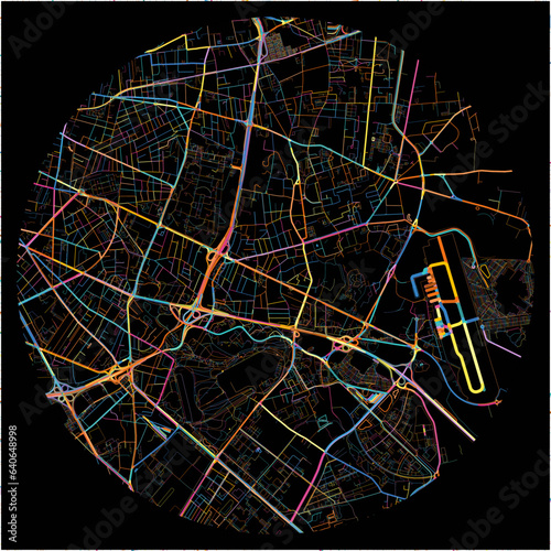 Colorful Map of Bron, Rhône with all major and minor roads.