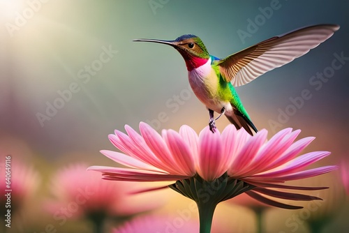 hummingbird and flower AI Generated 
