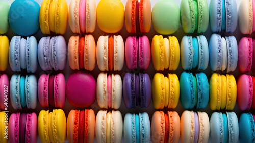 colorful macaroons on a table.Generative Ai