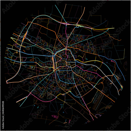 Colorful Map of Haguenau, Bas-Rhin with all major and minor roads.