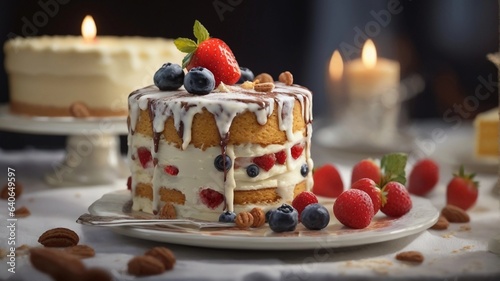 A delicious homemade cake made with strawberry and cherry flavors