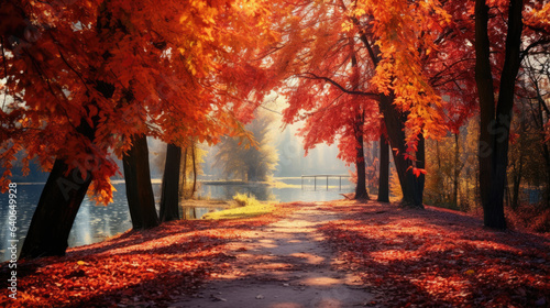 Beautiful autumn landscape with colorful foliage in the park © Veniamin Kraskov