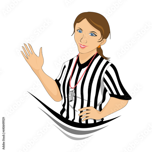 female referee carrying a whistle cartoon character 1