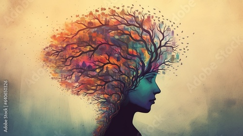 Mental health representation, tree mind photo