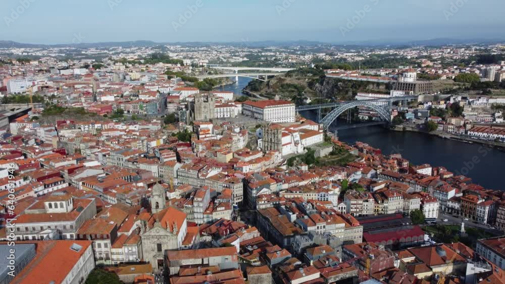 The Old City Of Porto In Portugal, Europe, 4K Aerial Skyline Drone View, Sunset 20 august 2023 The Old City Of Porto In Portugal, Europe, 4K Aerial Skyline Drone View, Sunset 20 august 2023