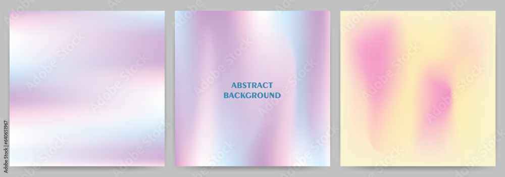 Fototapeta premium Set of abstract backgrounds with holographic effect, gradient blur.