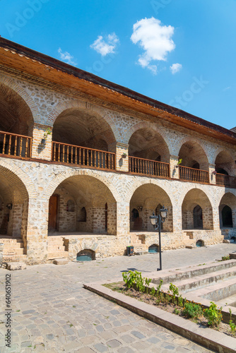 Ancient caravanserai hotel in the old town Shaki city, Azerbaijan photo