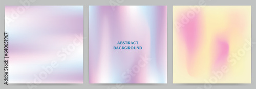 Set of abstract backgrounds with holographic effect, gradient blur.