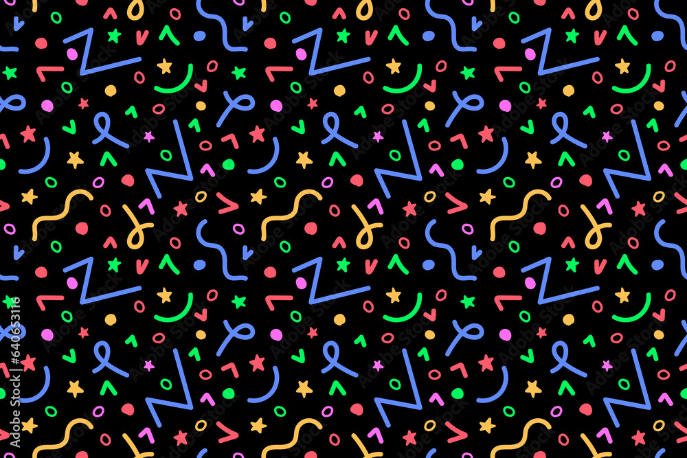 Color doodle seamless pattern. Scribble and squiggle shapes. Color doodle seamless pattern. Scribble and squiggle shapes.