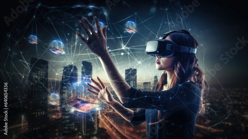 Virtual reality (VR) or augmented reality (AR) applications in various industries, demonstrating the transformative power of digital innovation © kwanchaift