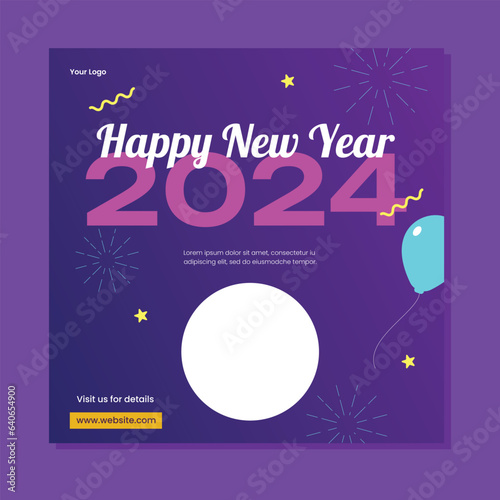 Happy New Years 2024 poster. unique and colorful template free download.