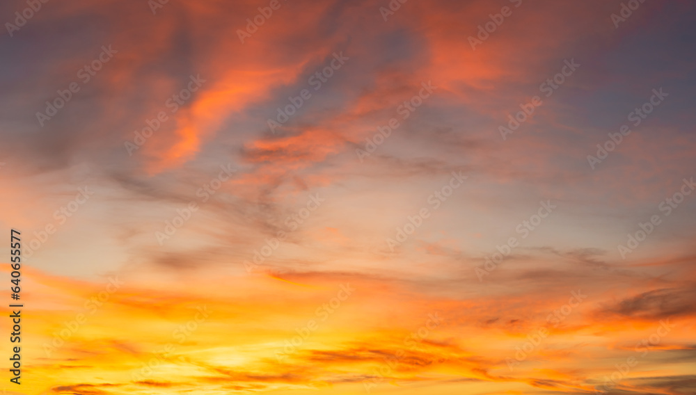 sunset sky in the evening on golden hour 