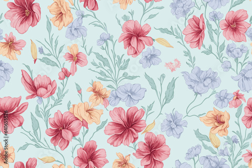 Wallpaper Mural Pattern Watercolor vector art painting illustration flower pattern. textile, ornamental, ornate, hand-drawn, drapery, curl, watercolor, trendy, painting, repeat, fancy, elements, diverse, deco, stain Torontodigital.ca